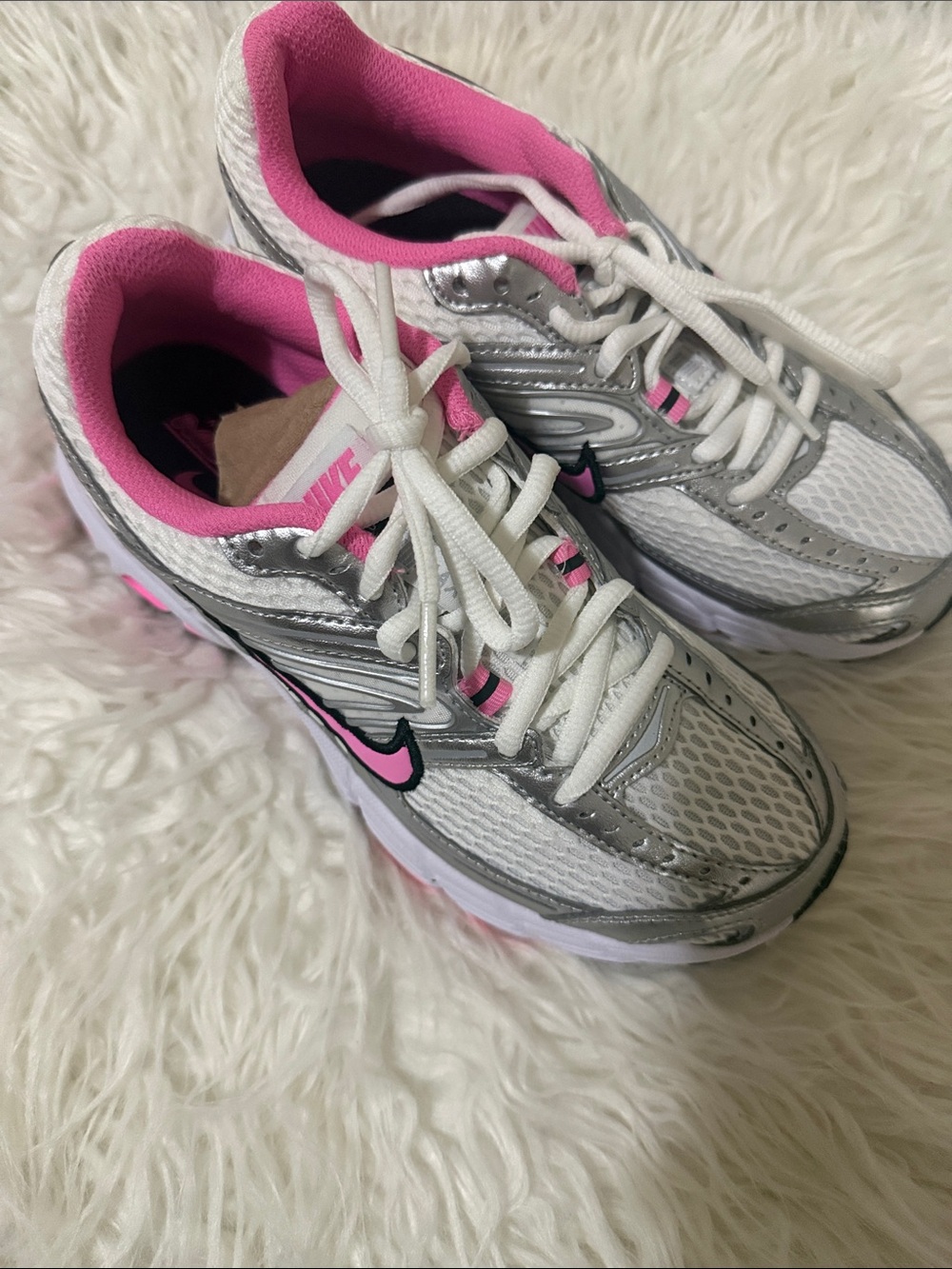 Nike Kids White, Pink & Silver Athletic Sneakers